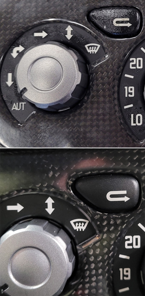 Car air conditioning and multimedia panel refurbishment – before and after laser restoration at CarsLab