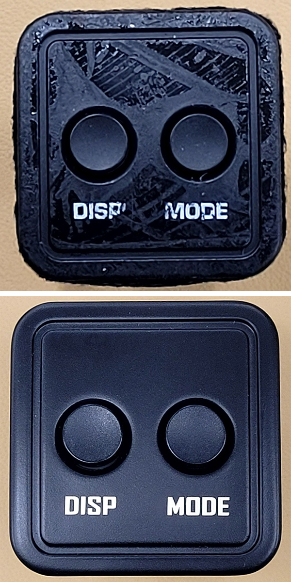 Car display mode button refurbishment – before and after laser restoration at CarsLab