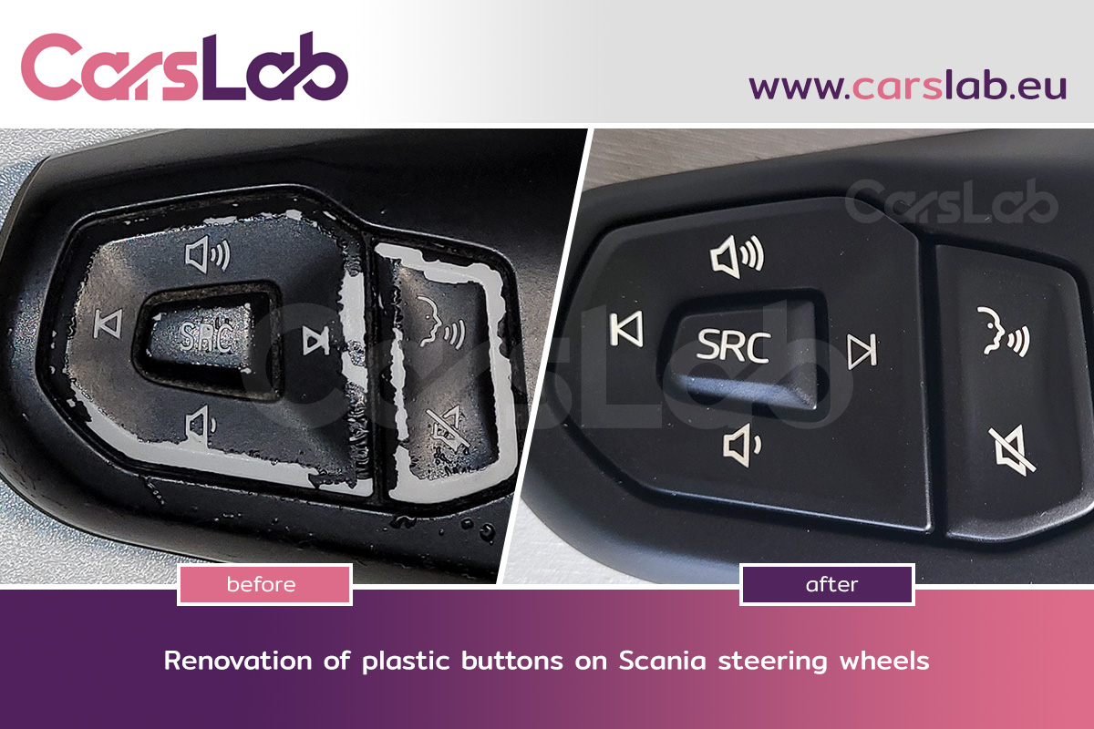 Renovation of plastic buttons on Scania steering wheels