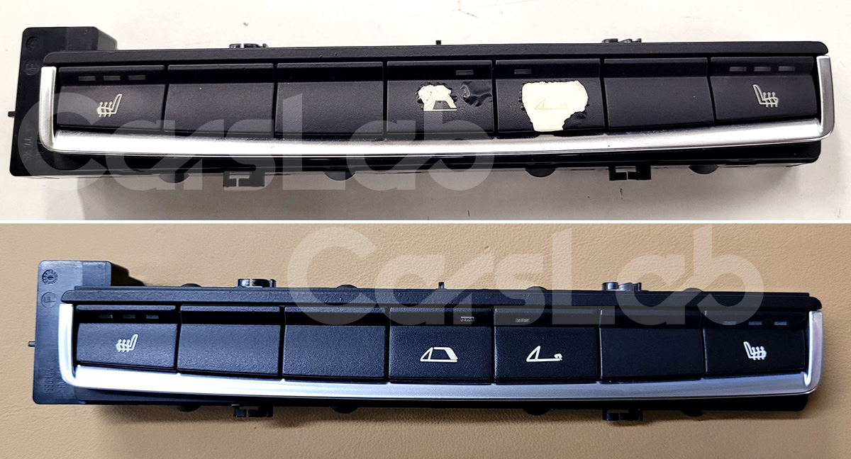 Laser restoration of roof control buttons in BMW Z3 – before and after renovation
