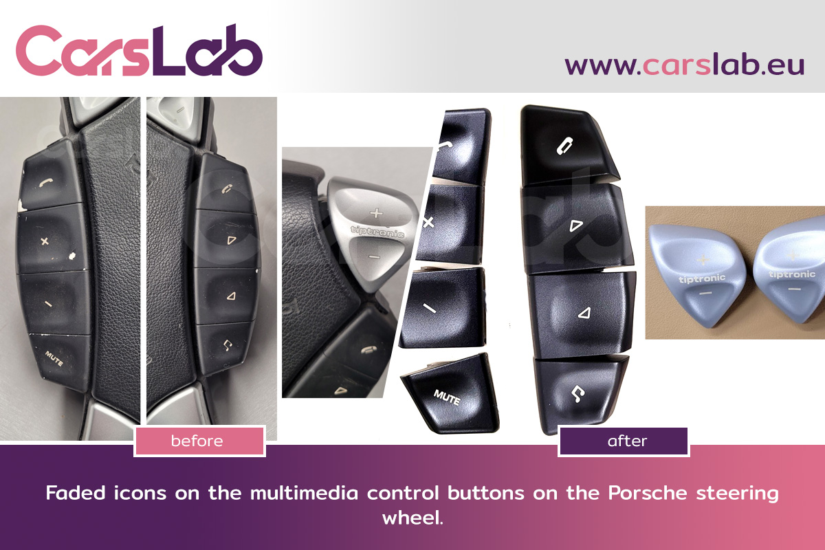 Renovation of pictograms – steering wheel buttons in a Porsche